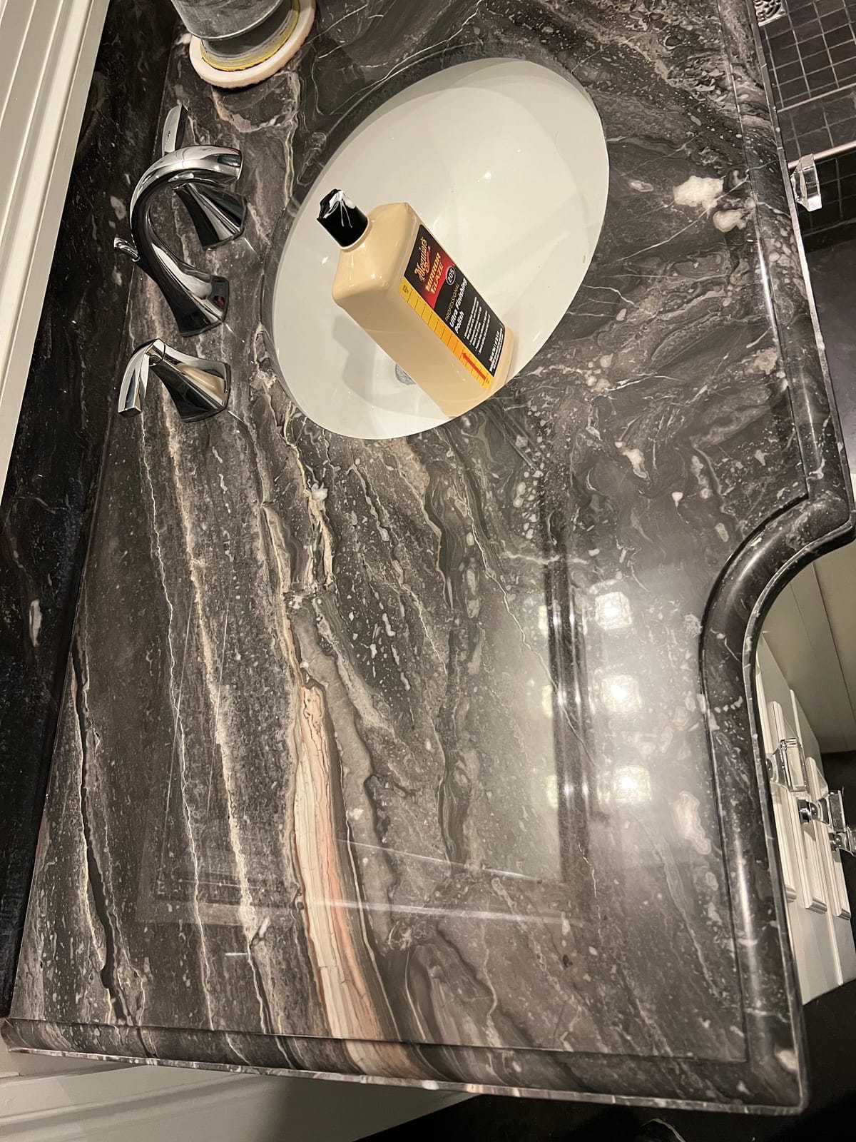 Dark marble vanity with AntiEtch, after